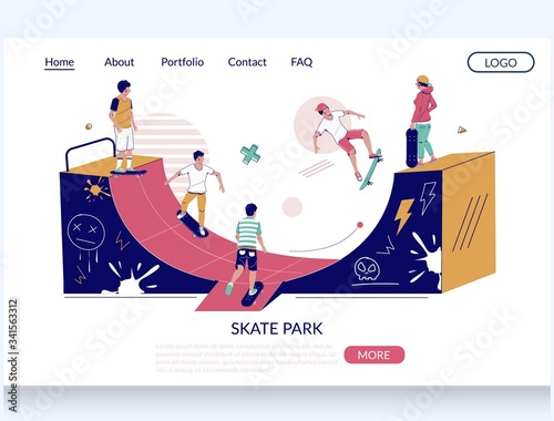 Skate park vector website landing page design template