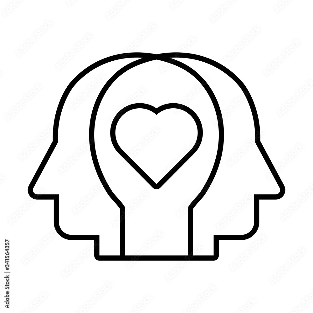 profiles humans with hearts solidarity line and fill profiles humans with hearts solidarity line and fill