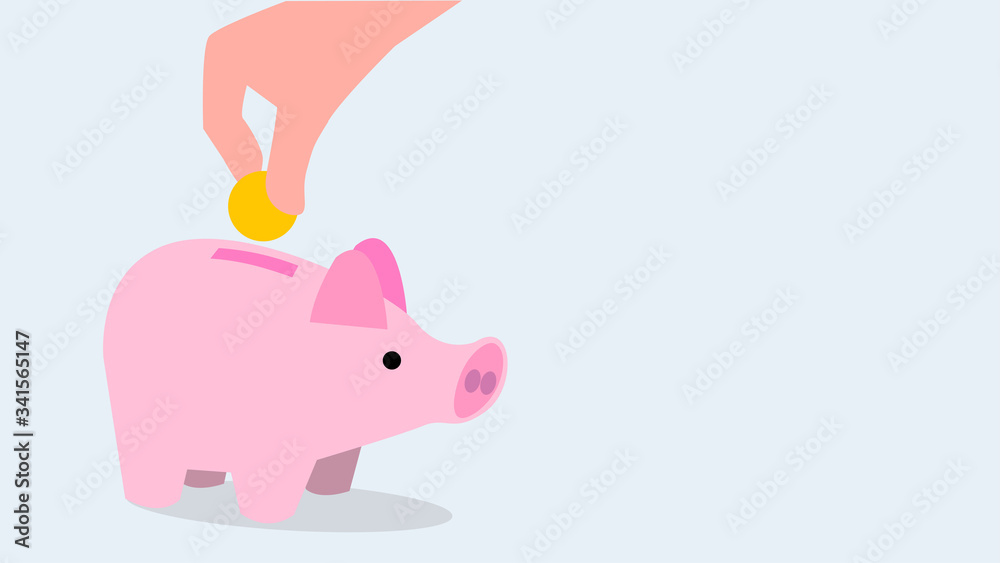 Piggy Bank ぶたさん貯金箱 積立 節約 倹約 硬貨 資金 お金の背景イメージ Stock Vector Adobe Stock