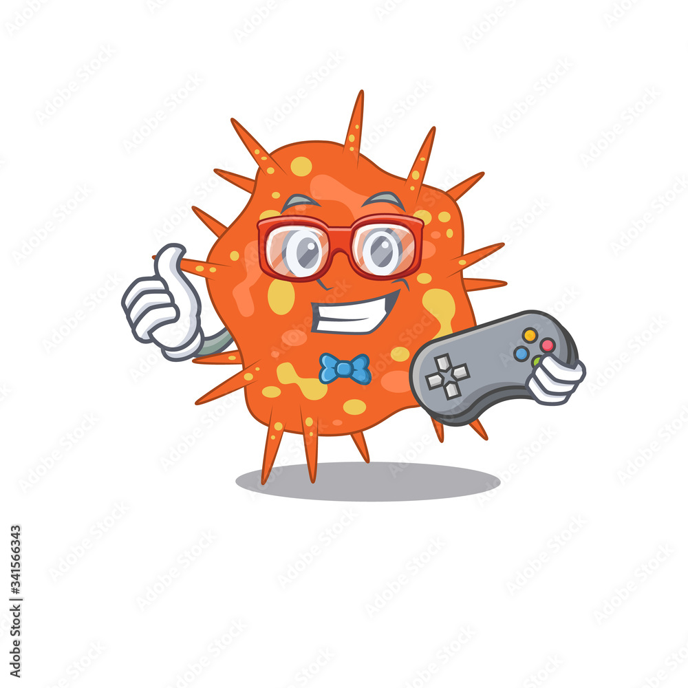 Mascot design concept of burkholderia mallei gamer using controller Mascot design concept of burkholderia mallei gamer using controller