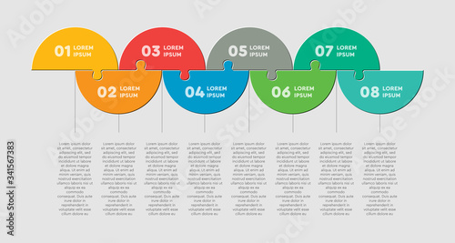 Half circle eight puzzle jigsaw vector infographic