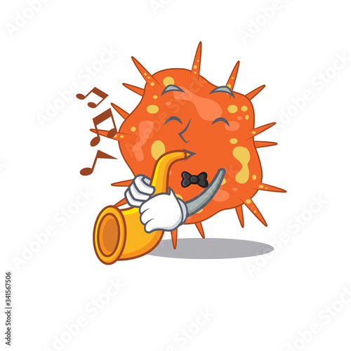 Talented musician of burkholderia mallei cartoon design playing a trumpet