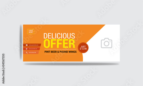 Food and Restaurant Facebook Cover SOCIAL MEDIA BANNER TEMPLATE.
