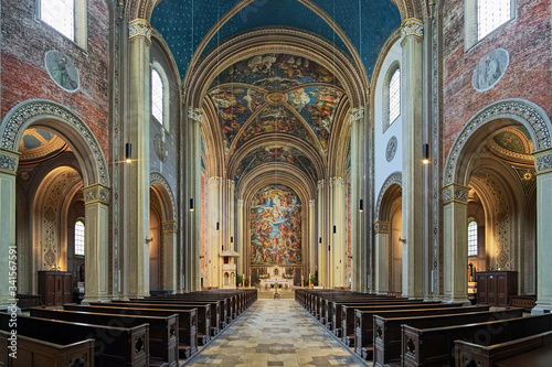 Munich, Germany. Interior of Ludwigskirche (Catholic Parish and University Church St. Louis). The church was built in 1829-1844 by the German architect Friedrich von Gartner.