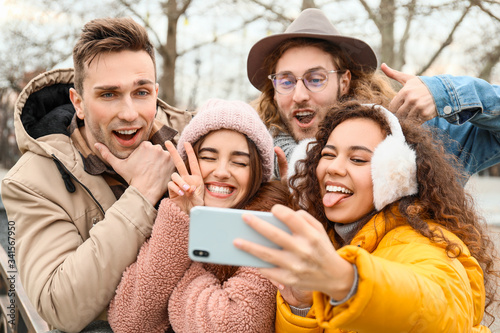 Happy friends taking selfie...
