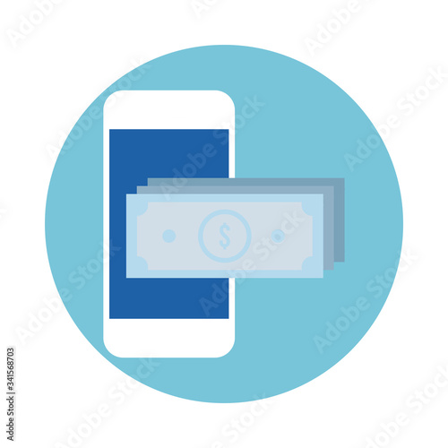 bills money dollars in smartphone block style icon