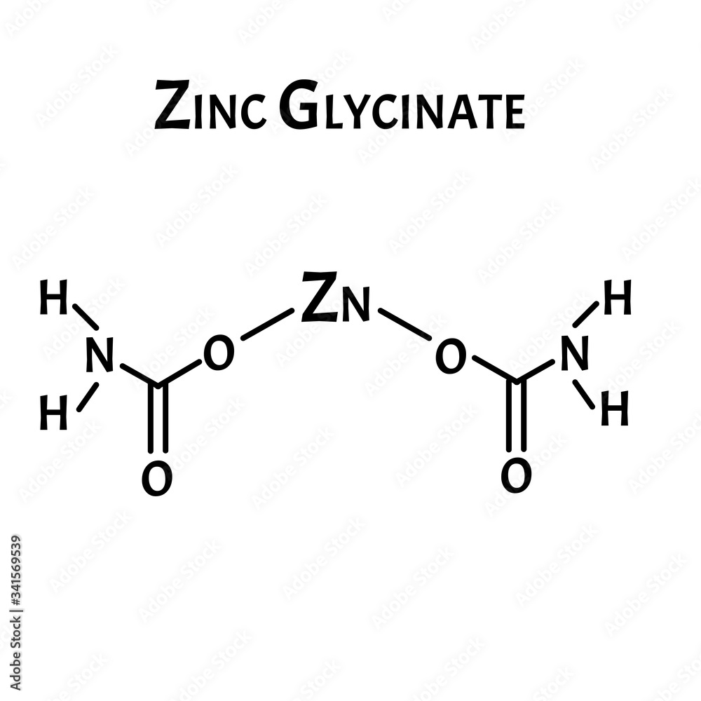 Zinc glycinate is a molecular chemical formula. Zinc infographics