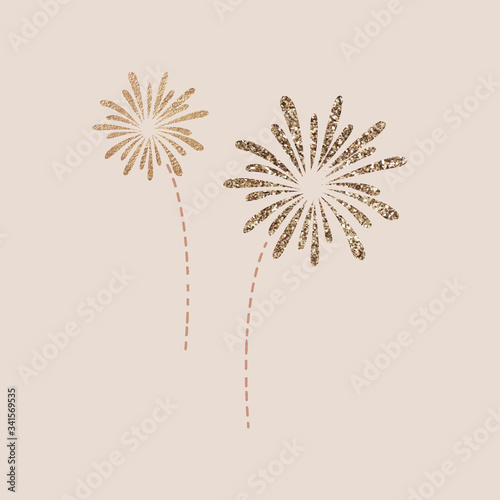 Golden fireworks design element