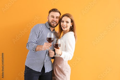 Happy couple with glasses o...
