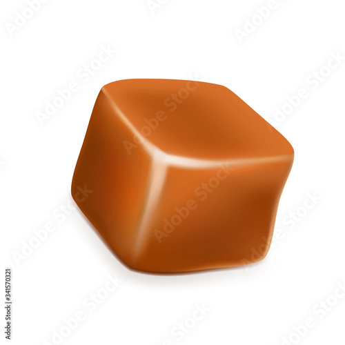 Caramel Toffee Candy Delicious Sugary Cube Vector. Smooth Pastry Toffee Golden Butterscotch Dessert. Homemade Condensed Nutrition Recipe. Culinary Tasty Chewy Snack Layout Realistic 3d Illustration