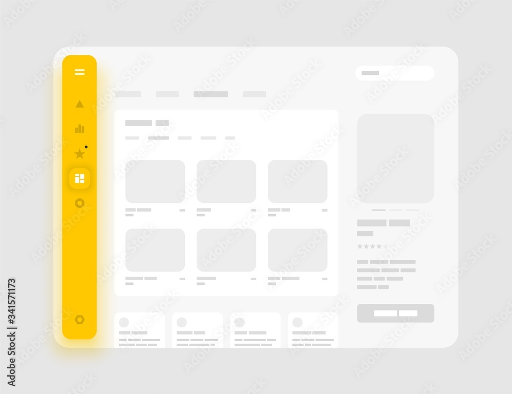 Vektorová grafika „App sidebar menu concept. Wireframes screens