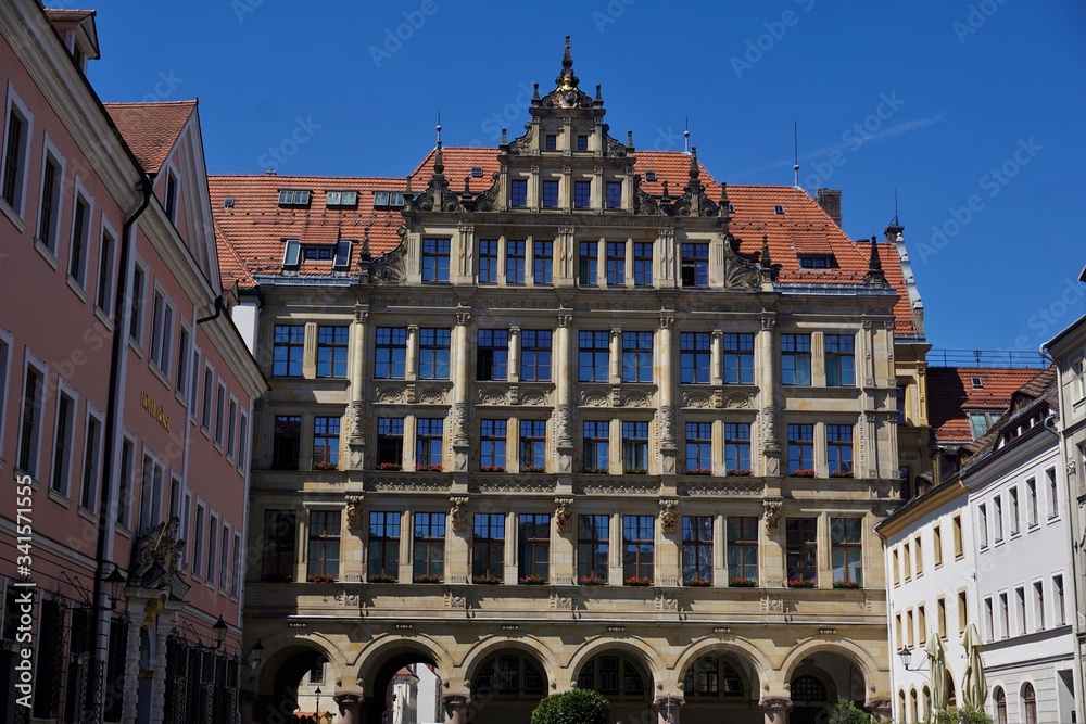 Fototapeta premium The beautiful facade of the New Town Hall of Gorlitz