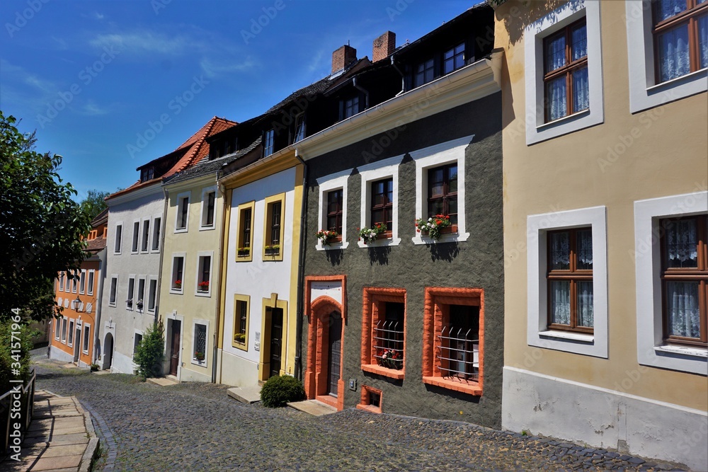 Row of houses in the Karpfengrund street of Goerlitz
