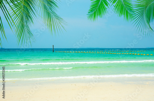 Summer holiday background with sea and sand on vacation time 