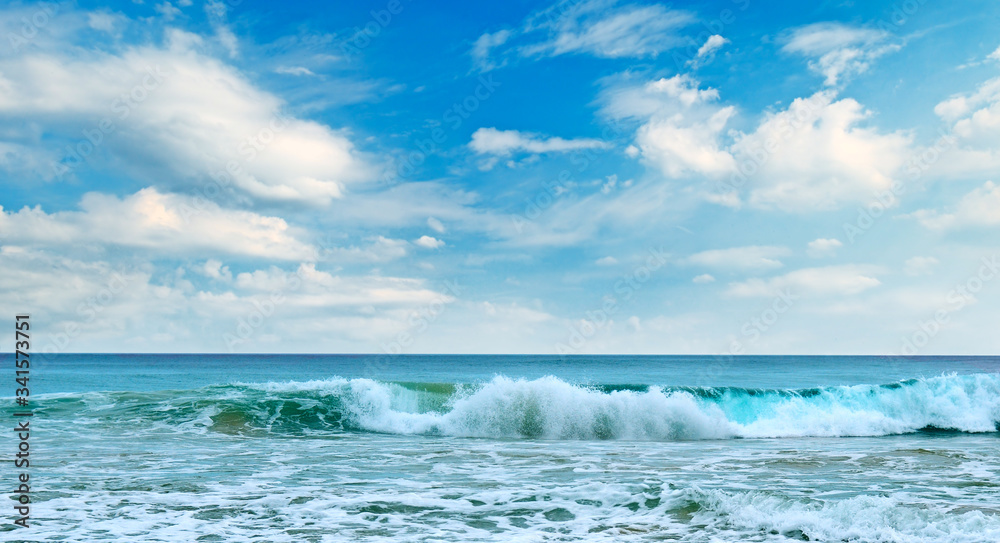 Fototapeta premium Sea and blue Sky background. Wide photo .