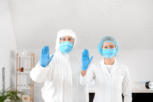 Receptionist with doctor sh...