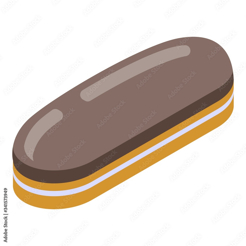 French eclair icon. Isometric of french eclair vector icon for web design isolated on white background French eclair icon. Isometric of french eclair vector icon for web design isolated on white background