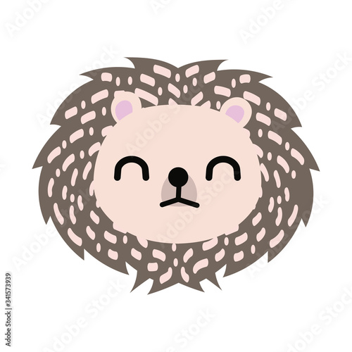 cute little porcupine animal flat style icon