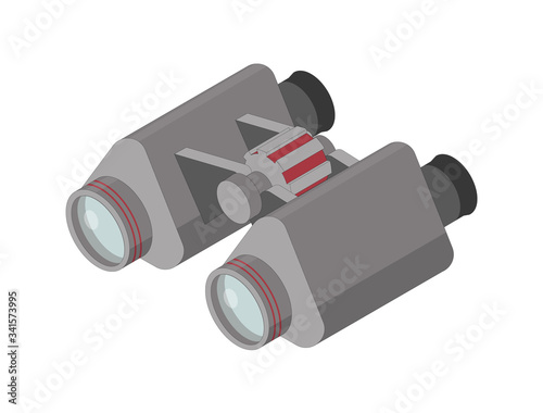 Binoculars 3D isometric vector icon isolated on white background