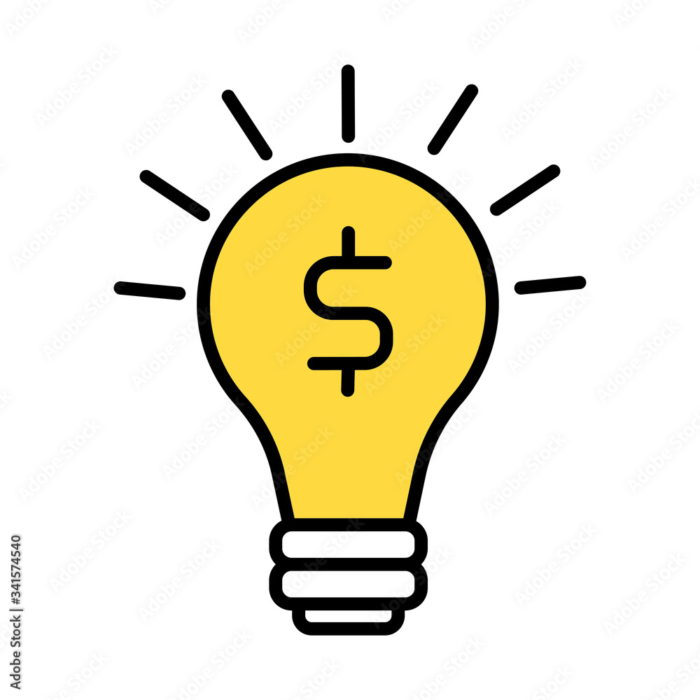 bulb with dollar symbol line and fill style bulb with dollar symbol line and fill style