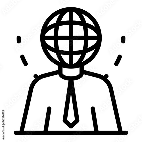 Global headhunter icon. Outline global headhunter vector icon for web design isolated on white background