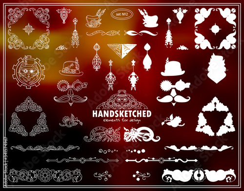 Steampunk elements collection. Ornate and silhouette option