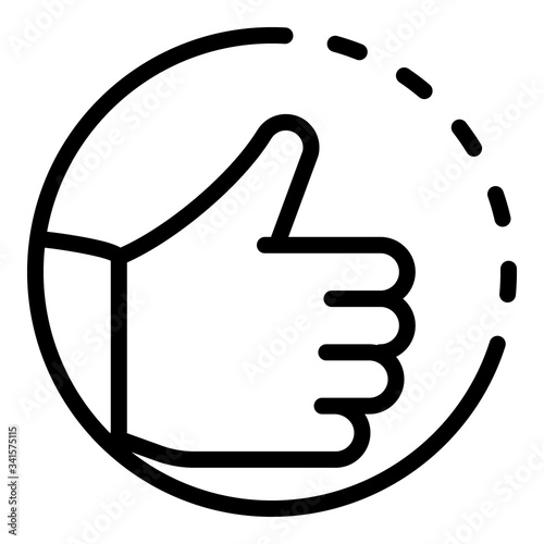 Headhunter thumb up icon. Outline headhunter thumb up vector icon for web design isolated on white background
