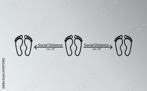 Keep distance sign. Coronovirus epidemic protective equipment. Preventive measures. Steps to protect yourself. Keep the 1 meter distance. Vector illustration.