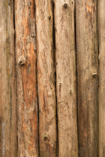 Wooden Log Cabin Wall Natural Colored Horizontal Background Texture Detail