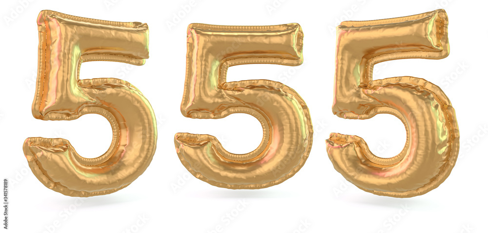 Number 5. Digital sign. Inflatable gold balloon on background. 3D Number 5. Digital sign. Inflatable gold balloon on background. 3D