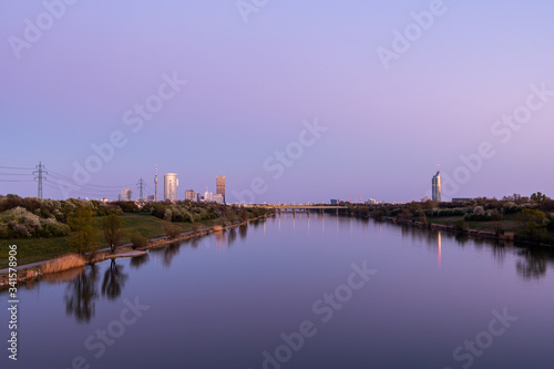 Vienna near river Danube on a clear evening in spring © Stefan