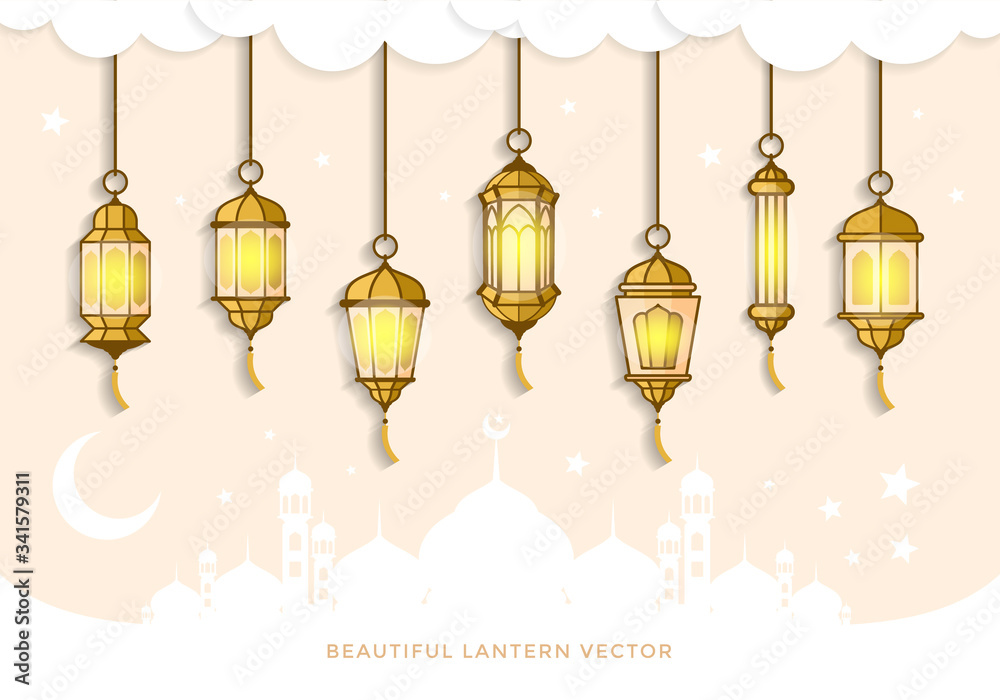 Beautiful Lantern Islamic Ramadan Art Vector for Creative