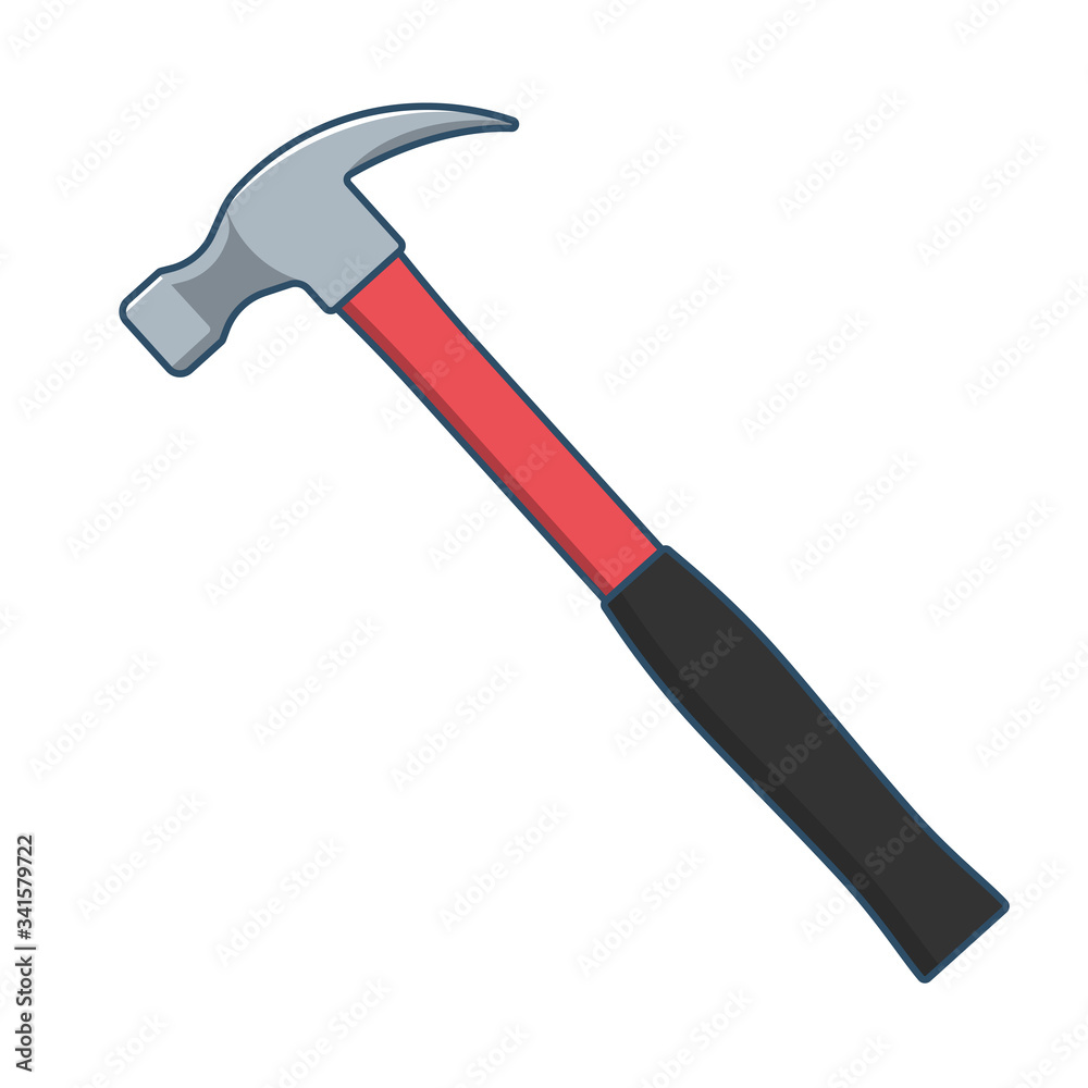 Red hammer isolated on white background. Vector illustration Red hammer isolated on white background. Vector illustration