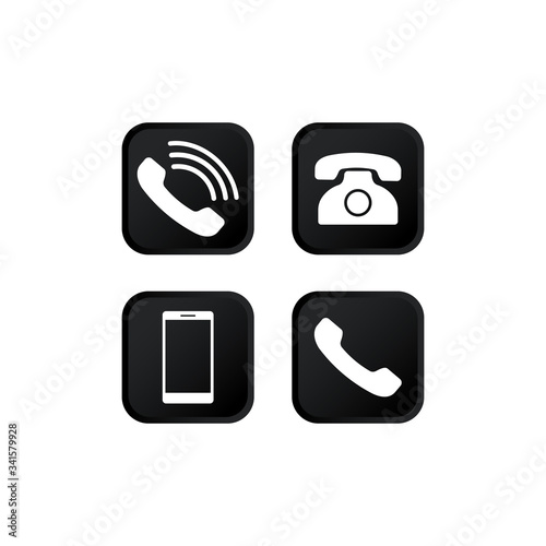 Set of communication icons. Phone, smartphone, mobile phone circle in modern color design concept on isolated white background for applications, web, app. EPS 10 vector.