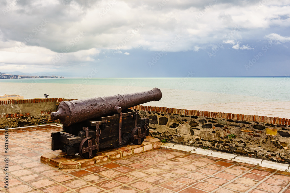 Old cannon at Sohail castle in Fuengirola, Spain