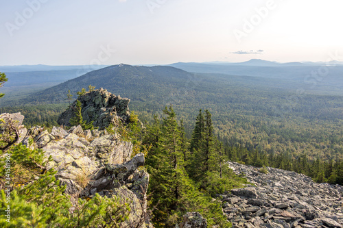 Urenga mountain range near Zyuratkul national Park. Naked mountain (the second hill), an altitude of 1198 meters. Chelyabinsk region, South Ural, Russia