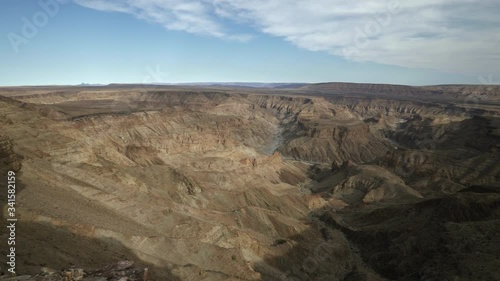 Pan Left to Right: The Majestic River Canyon With Magnificent View of the Horizon in the Background - Fish River Canyon, Namibia photo
