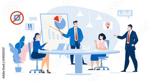 Business Meeting in Conference Room. Workflow Coworking Process. Businesspeople Team Discussion Stock Market  Financial Report Corporate Condition  Data Analysis Result. Woman Give Creative Solution