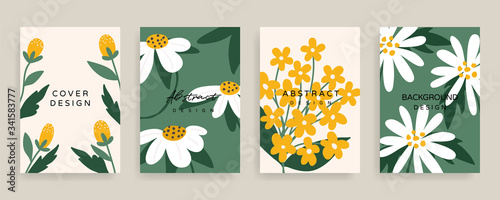 Social media stories and post cover design vector set. Background template with copy space for text and images design by abstract coloured shapes, line arts and floral. 
