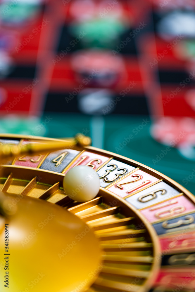 Obraz premium Roulette table close up at the Casino - Selective Focus