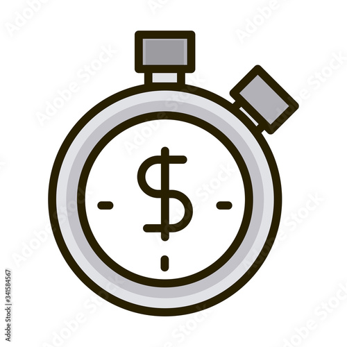 stopwatch time money business financial investing line and fill icon