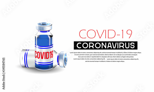 The concept of vaccination. A bottle or flask containing a vaccine against an epidemic or virus. A filled and empty medical flask or bottle. Vector illustration.