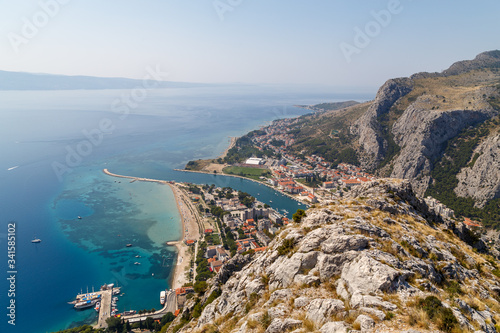 Fototapeta Naklejka Na Ścianę i Meble -  View to Omis town from Starigrad fortress, Croatia