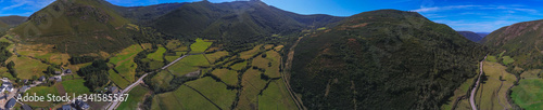 Aerial view in el Bierzo,  village of Balouta. Leon.Spain. Drone Photo photo