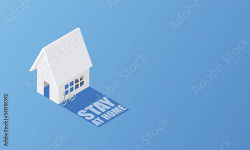 House in isometric and working at home vector design