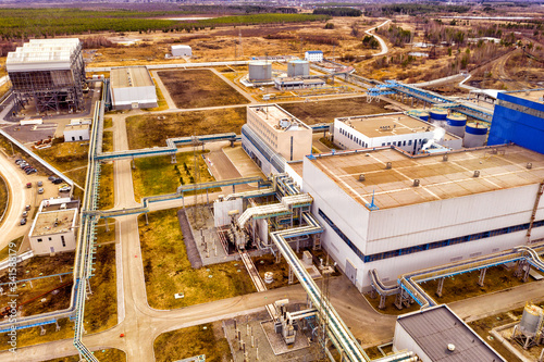 Aerial view of new thermal power plant. Industrial zone