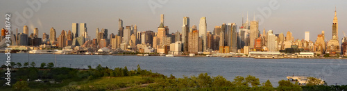 Panoramic view of the New York City skyline from Hamilton Park  Weehawken  New Jersey.
