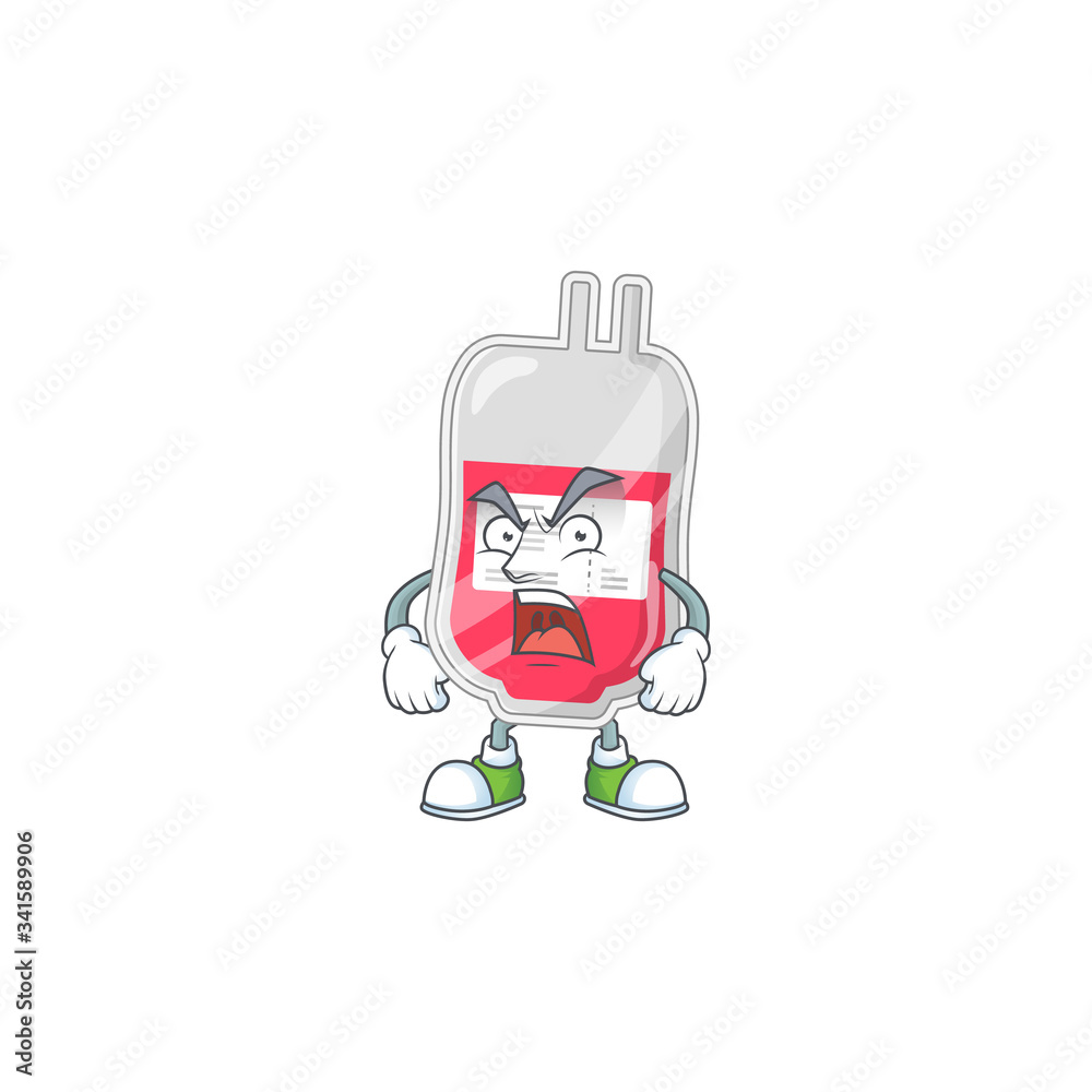 Bag of blood cartoon character design with mad face Bag of blood cartoon character design with mad face