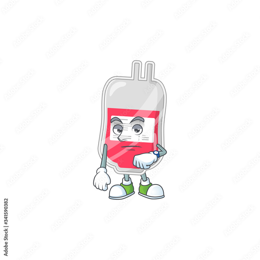 Bag of blood with waiting gesture cartoon mascot design concept Bag of blood with waiting gesture cartoon mascot design concept