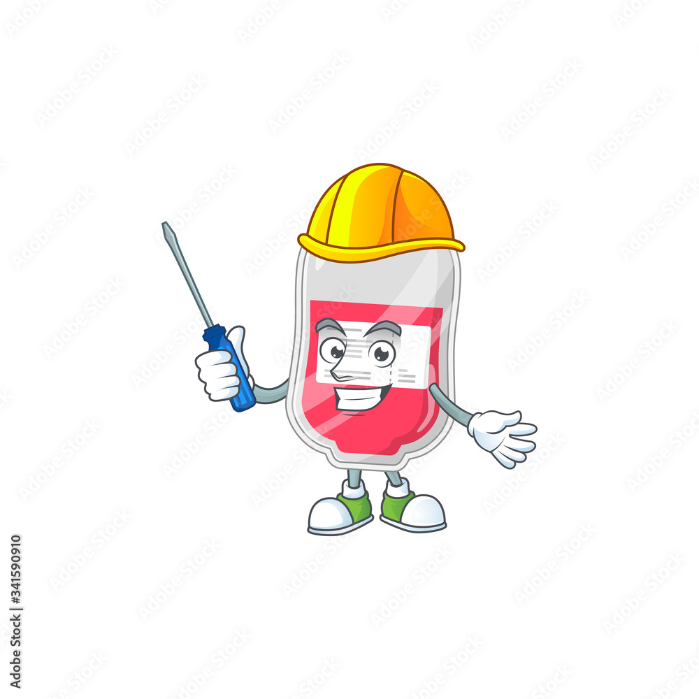Smart automotive bag of blood presented in mascot design style Smart automotive bag of blood presented in mascot design style